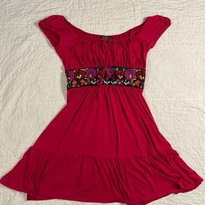 Elegant Red Floral Women's Dress